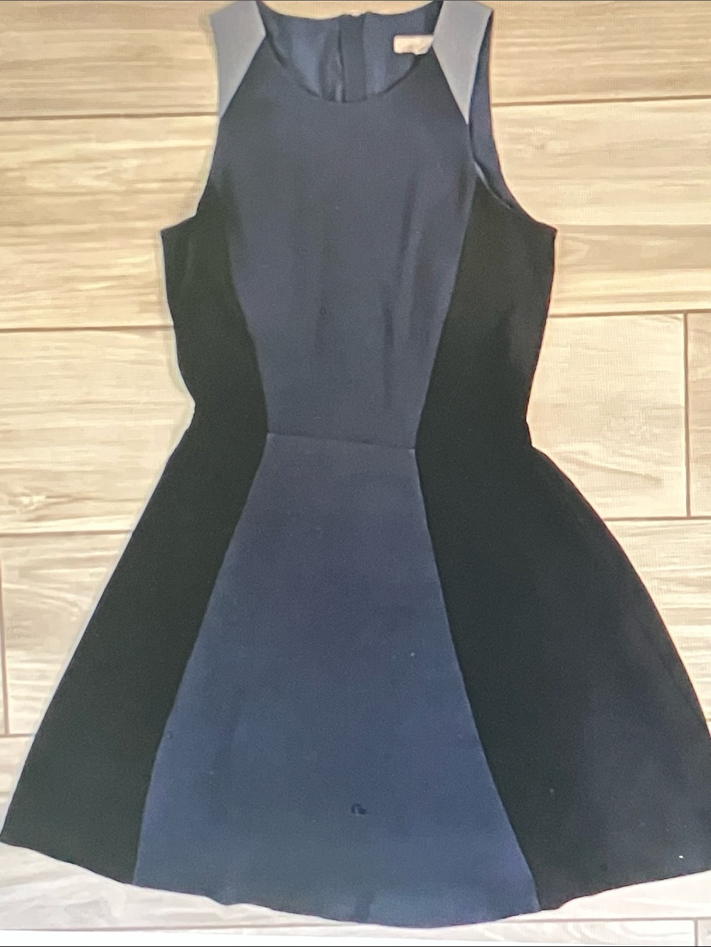 Banana Republic Navy and Black Colorblock Fit-and-Flare Mini Dress